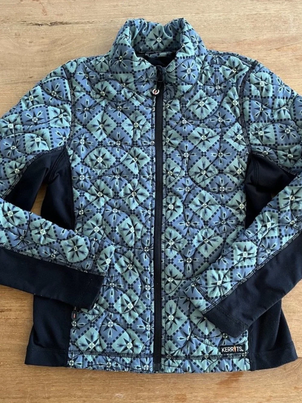 Kerrits Girls Riding Equestrian Jacket w/ Pocket Large EUC Quilted Mosaic Print